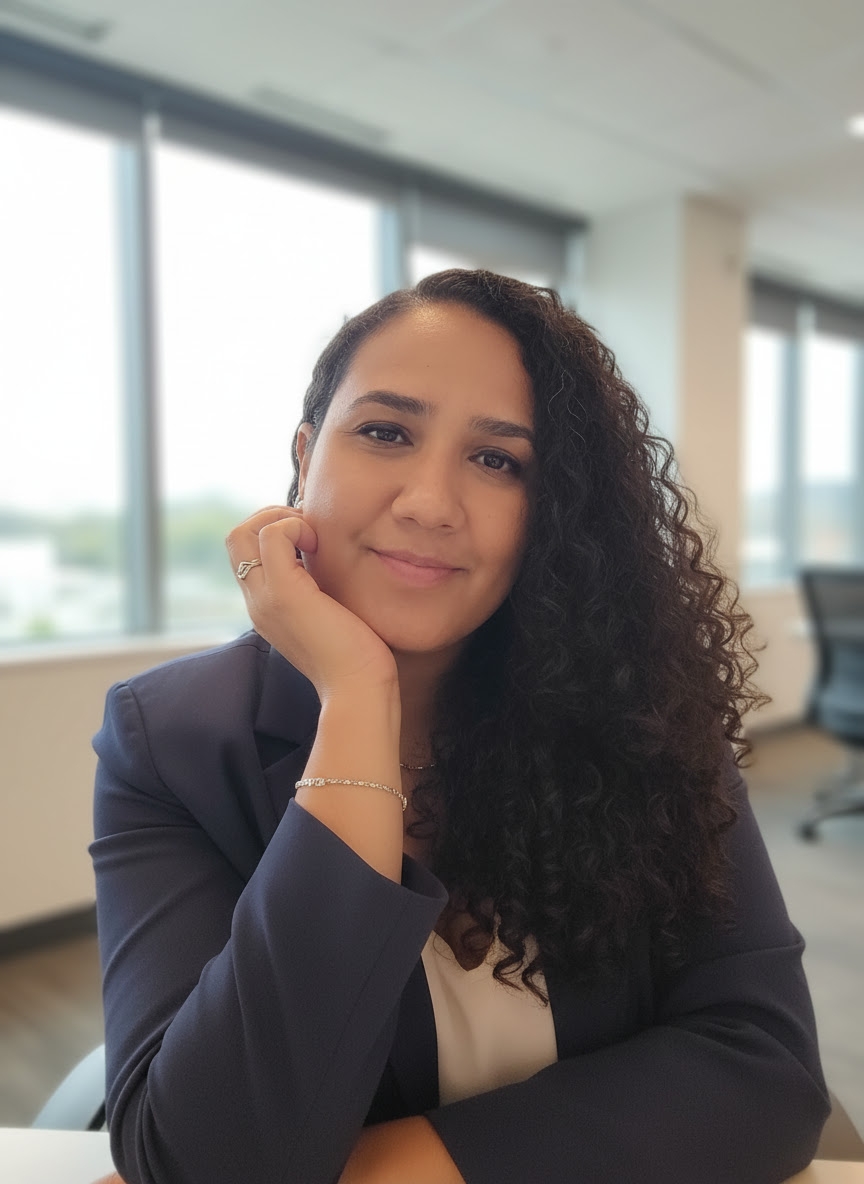 Psicóloga Gisele Azevedo em ambiente de consultório acolhedor